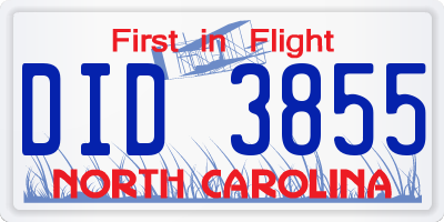 NC license plate DID3855