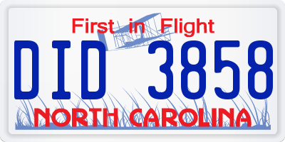 NC license plate DID3858