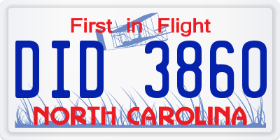 NC license plate DID3860