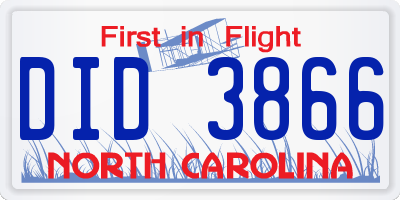 NC license plate DID3866