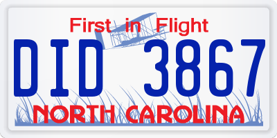 NC license plate DID3867