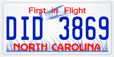 NC license plate DID3869