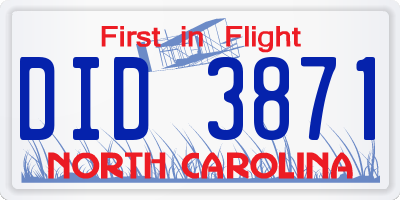 NC license plate DID3871