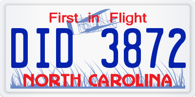 NC license plate DID3872