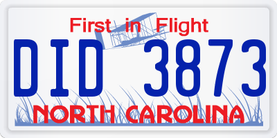 NC license plate DID3873