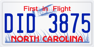 NC license plate DID3875