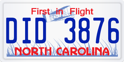 NC license plate DID3876