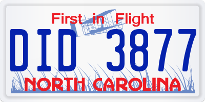 NC license plate DID3877