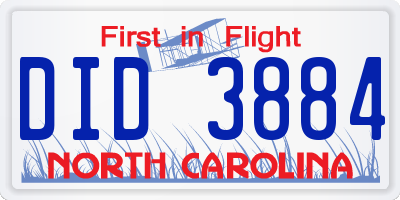 NC license plate DID3884