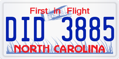 NC license plate DID3885