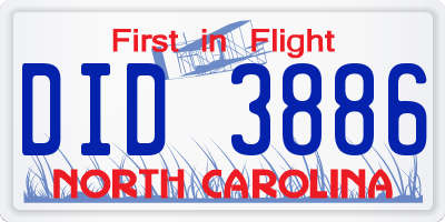 NC license plate DID3886