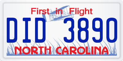 NC license plate DID3890