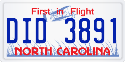 NC license plate DID3891