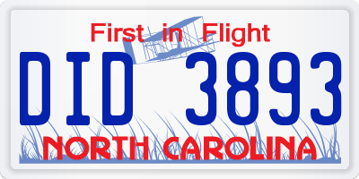 NC license plate DID3893