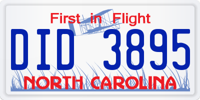 NC license plate DID3895