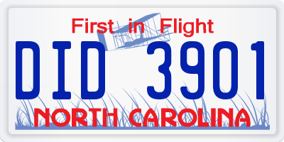 NC license plate DID3901