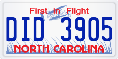 NC license plate DID3905