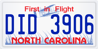 NC license plate DID3906