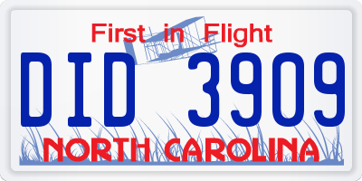 NC license plate DID3909