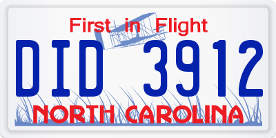 NC license plate DID3912