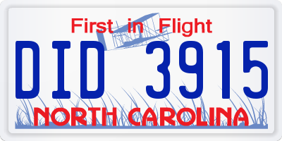 NC license plate DID3915