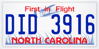 NC license plate DID3916