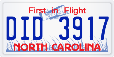 NC license plate DID3917