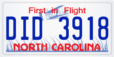 NC license plate DID3918