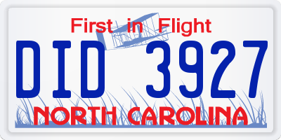 NC license plate DID3927