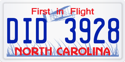 NC license plate DID3928