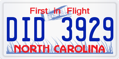 NC license plate DID3929