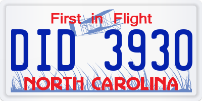 NC license plate DID3930