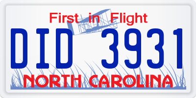 NC license plate DID3931