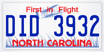 NC license plate DID3932