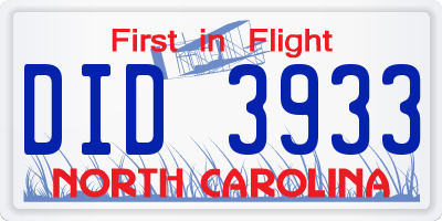 NC license plate DID3933