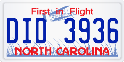 NC license plate DID3936