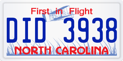 NC license plate DID3938
