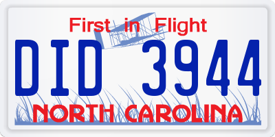NC license plate DID3944