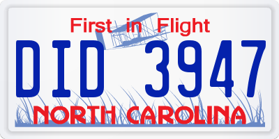 NC license plate DID3947