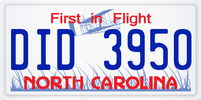 NC license plate DID3950