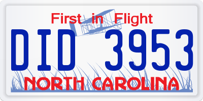 NC license plate DID3953