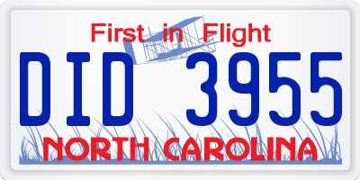 NC license plate DID3955