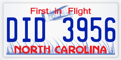 NC license plate DID3956