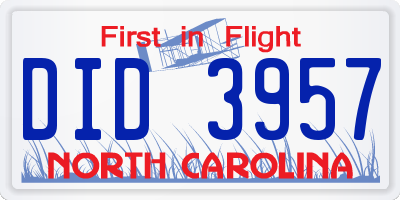 NC license plate DID3957