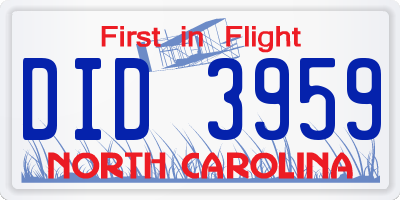 NC license plate DID3959