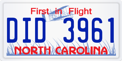 NC license plate DID3961