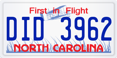 NC license plate DID3962
