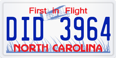 NC license plate DID3964