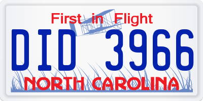 NC license plate DID3966