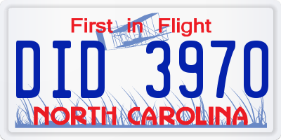 NC license plate DID3970